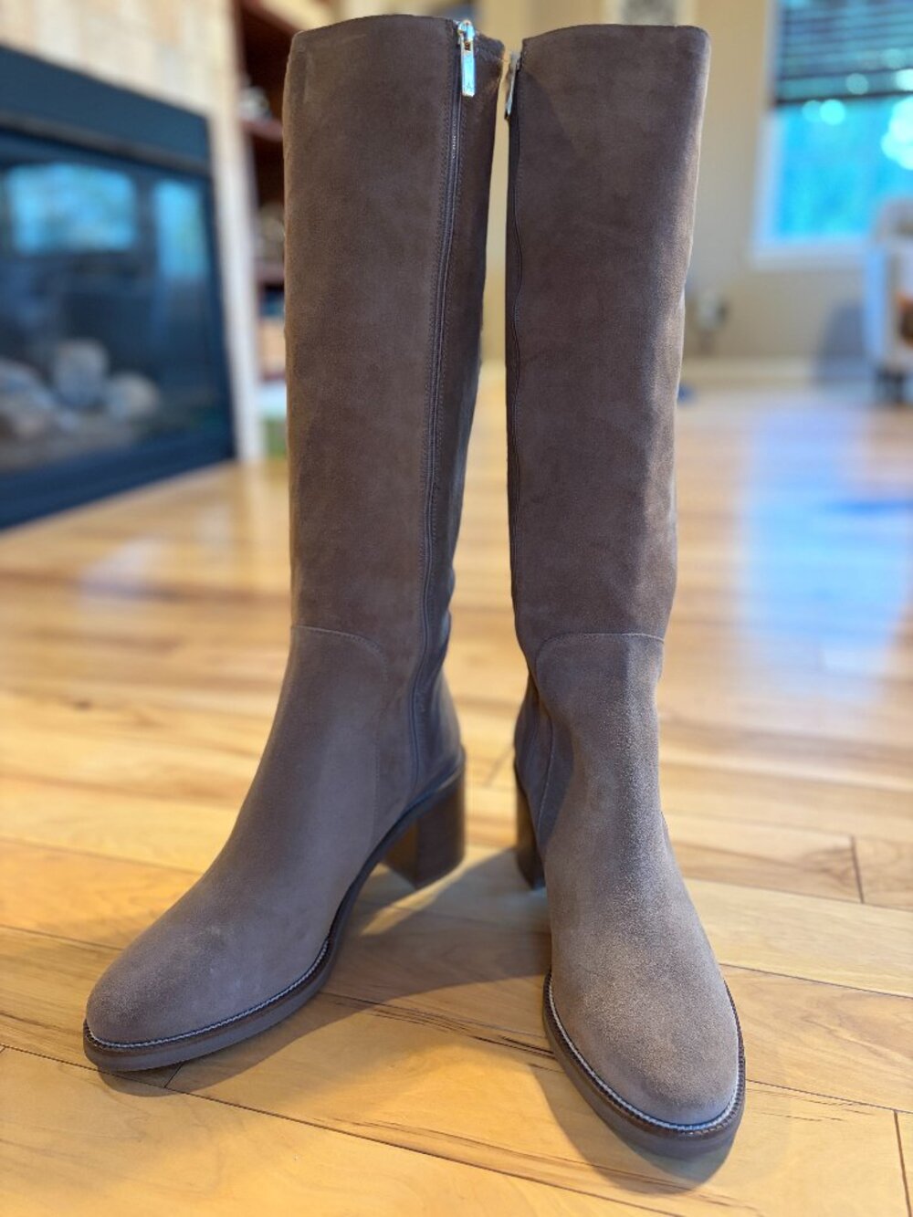 NIB Aquatalia Jasmina Champagne Suede Knee High Boot Size 11